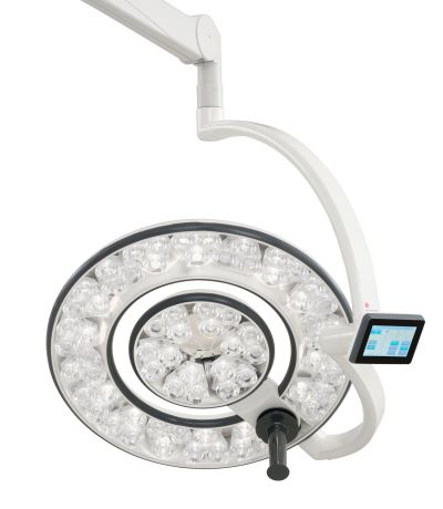 Q-Flow operating light, ceiling mount on white background