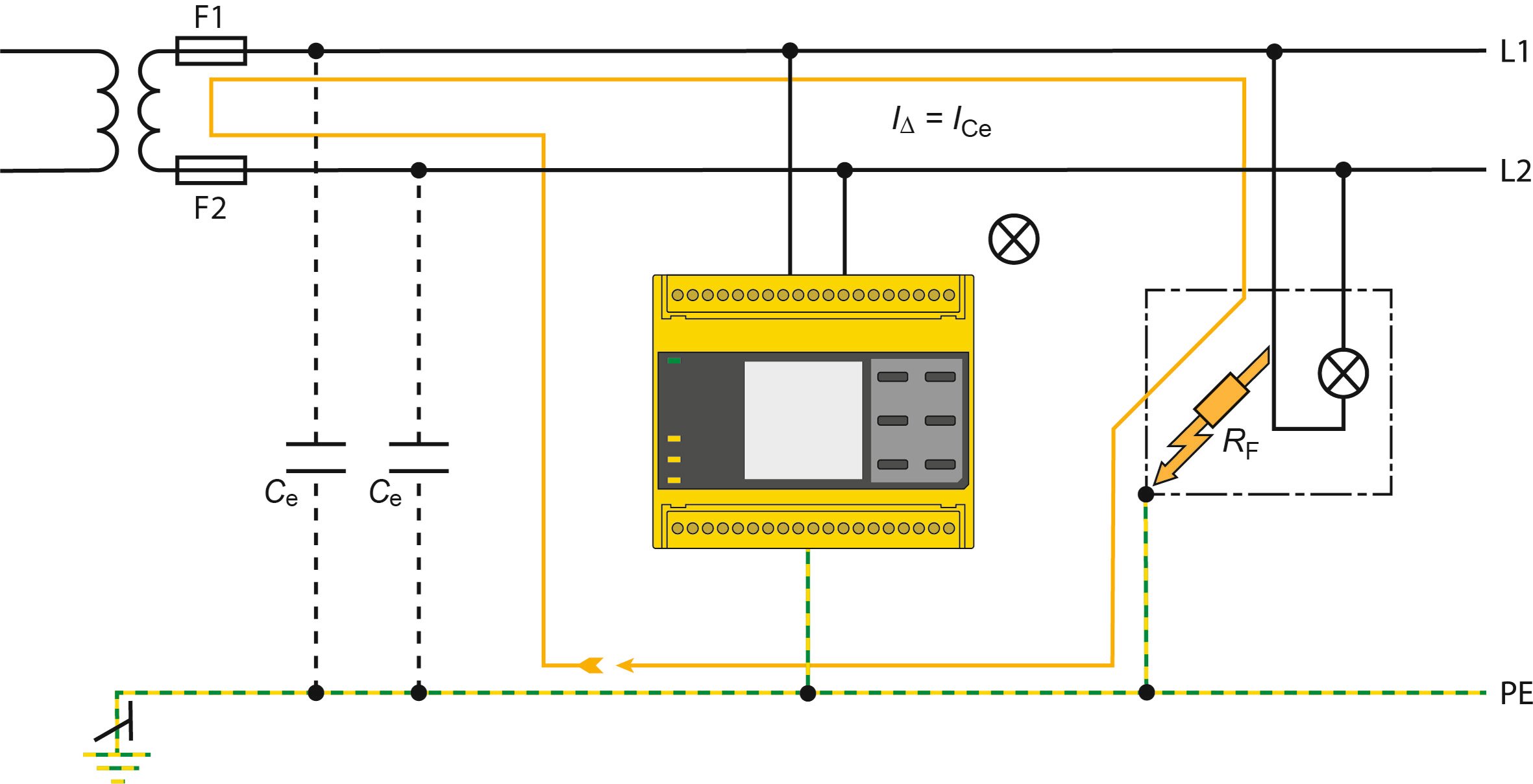 Closed electrical circuit due to the current to flow 